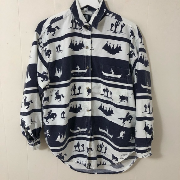 VTG Quizz New York oversized southwestern shirt M - Picture 3 of 11